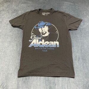 Jason Aldean Back In The Saddle Tour T-Shirt Mens Medium Gray Cotton Graphic